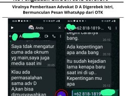 Viral-nya Pemberitaan Advokat D A Digerebek Istri, Bermunculan Pesan WhatsApp dari OTK