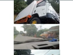 Truk Box Terperosok ke Sungai di Gubug-Purwodadi, Arus Lalu Lintas Macet