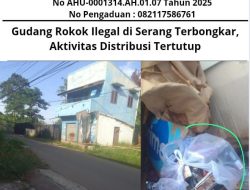 Gudang Rokok Ilegal di Serang Terbongkar, Aktivitas Distribusi Tertutup