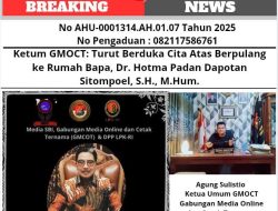 Ketum GMOCT: Turut Berduka Cita Atas Berpulang ke Rumah Bapa, Dr. Hotma Padan Dapotan Sitompoel, S.H., M.Hum.