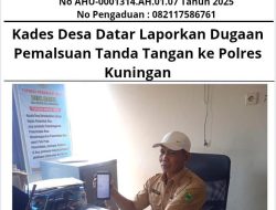 Kades Desa Datar Laporkan Dugaan Pemalsuan Tanda Tangan ke Polres Kuningan