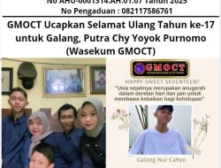 GMOCT Ucapkan Selamat Ulang Tahun ke 17 untuk Galang, Putra Chy Yoyok Purnomo (Wasekum GMOCT)