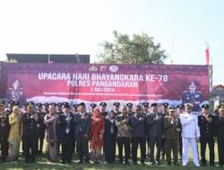 Polres Pangandaran Gelar Upacara HUT Bhayangkara Ke 79 di Lapangan Merdeka