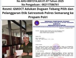 Resmi: GMOCT Adukan Dugaan Tebang Pilih dan Pelanggaran Etik Satresmob Polres Semarang ke Propam Polri