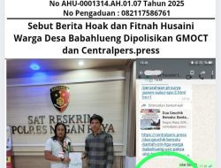 Sebut Berita Hoak dan Fitnah Husaini Warga Desa Babahlueng Dipolisikan GMOCT dan centralpers.press