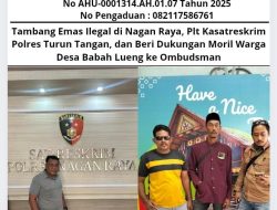 Tambang Emas Ilegal di Nagan Raya, Plt Kasatreskrim Polres Turun Tangan, dan Beri Dukungan Moril Warga Desa Babah Lueng ke Ombudsman