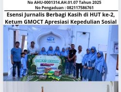 Esensi Jurnalis Berbagi Kasih di HUT ke-2, Ketum GMOCT Apresiasi Kepedulian Sosial