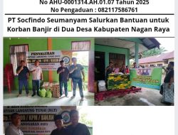 PT Socfindo Seumanyam Salurkan Bantuan untuk Korban Banjir di Dua Desa Kabupaten Nagan Raya