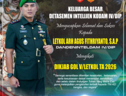 Dandeninteldam IV/Diponegoro Letkol Arh Agus Fithriyanto, S.A.P. Mengikuti Dikjab Golongan V, Detasemen Intelijen Sampaikan Dukungan & Doa
